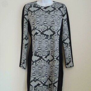 New MICHAEL KORS Black Grey Multi Ponte Long Sleeve Dress 8
